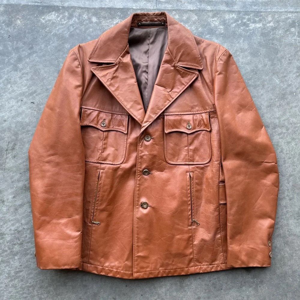 Vintage 1960s A Robert Lewis Idea Brown Leather Jacket